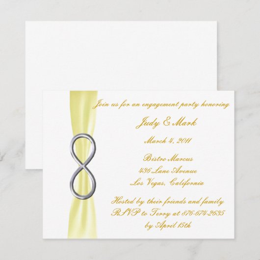 Uitnodiging Gele Infinity Engagement Party (Voorkant / Achterkant)