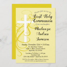 Uitnodiging Gele Zwirl Eerste Heilige Communie