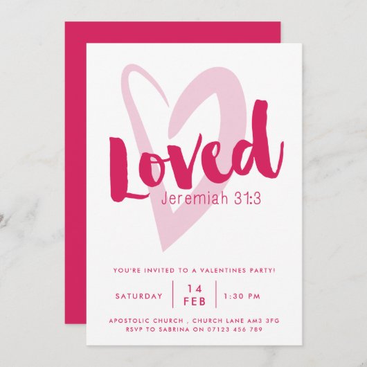 Uitnodiging Geliefd Valentijnsfeest (Voorkant / Achterkant)