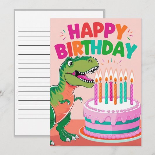 Uitnodiging gelukkige verjaardag voor kinderen (Voorkant / Achterkant)