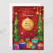 Uitnodiging gelukkige verjaardag vrolijke kerstkaa (Voorkant / Achterkant)