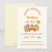 Uitnodiging gelukkige verjaardagskatten (Voorkant / Achterkant)