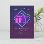 Uitnodiging geluksuur neon netwerkevenement (Staand voorkant)