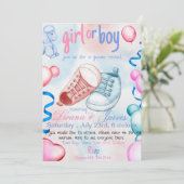 Uitnodiging, gender onthulling, bewerkbaar, persoo kaart (Staand voorkant)