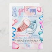 Uitnodiging, gender onthulling, bewerkbaar, persoo kaart (Voorkant / Achterkant)