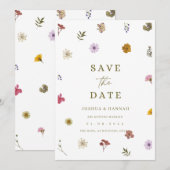 Uitnodiging geperste bloem save the date (Voorkant / Achterkant)