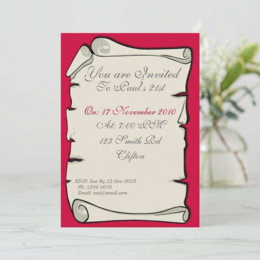 Uitnodiging geschreven op perkament (Staand voorkant)