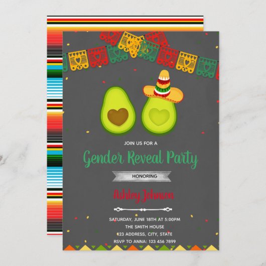 Uitnodiging geslacht onthulling feest (Voorkant / Achterkant)