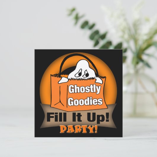 Uitnodiging Ghost Halloween Party (Staand voorkant)