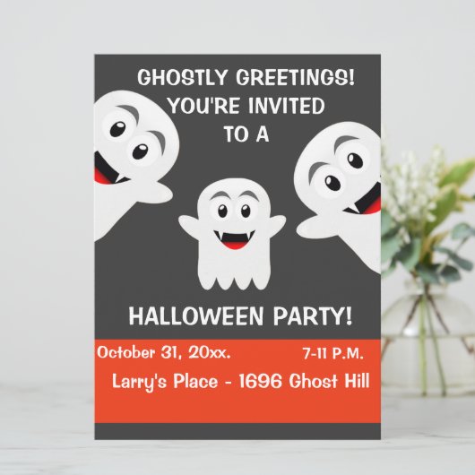 Uitnodiging Ghost Halloween Party (Staand voorkant)