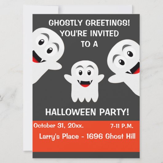Uitnodiging Ghost Halloween Party (Voorkant)