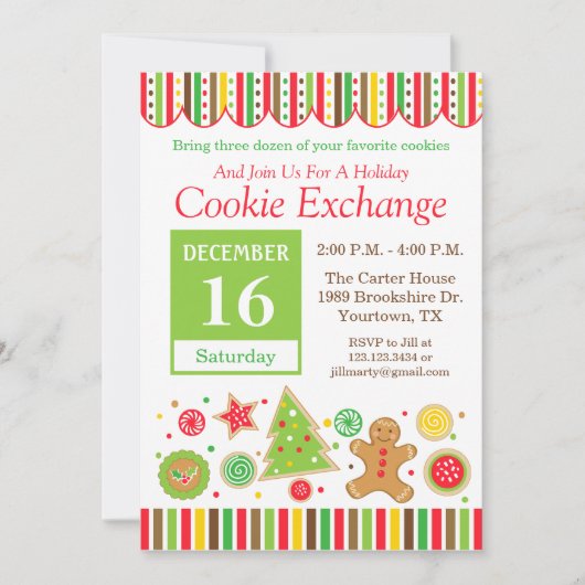 Uitnodiging Gingerbread Holiday Cookie Exchange (Voorkant)