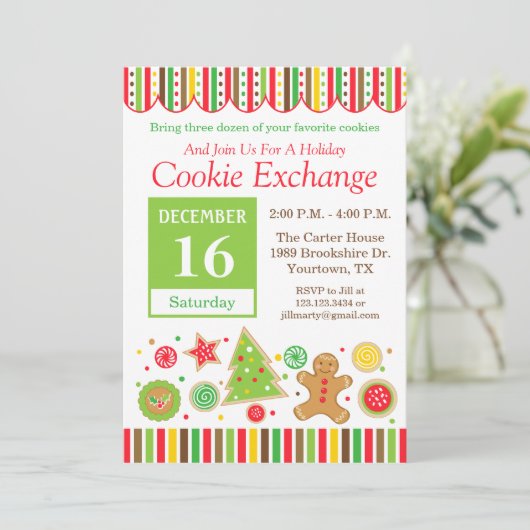 Uitnodiging Gingerbread Holiday Cookie Exchange (Staand voorkant)