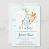 Uitnodiging Giraffe voor baby shower in winkel (Voorkant)