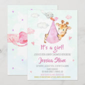 Uitnodiging Giraffe voor baby shower in winkel (Voorkant / Achterkant)