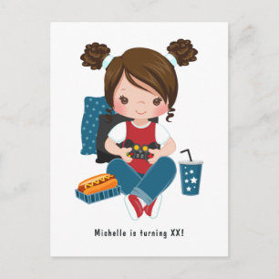 Uitnodiging Girl Game Night Video Game Party