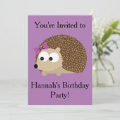 Uitnodiging Girl Hedégel Party (Staand voorkant)