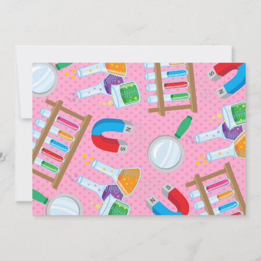 Uitnodiging Girl Science Birthday Party (Achterkant)