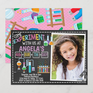 Uitnodiging Girl Science Birthday Party