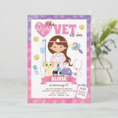 Uitnodiging Girl Vet Birthday (Staand voorkant)
