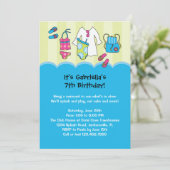 Uitnodiging Girls Birthday Pool (Staand voorkant)
