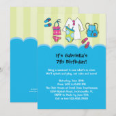 Uitnodiging Girls Birthday Pool (Voorkant / Achterkant)