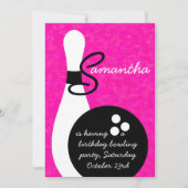 Uitnodiging Girls Bowling Birthday Party (Voorkant)