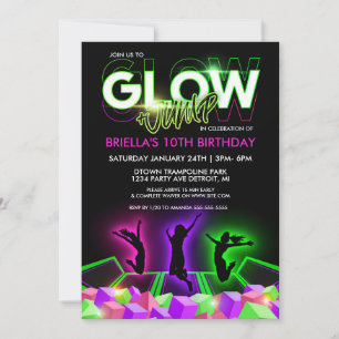 Uitnodiging Girls Glow Trampoline Park Feest