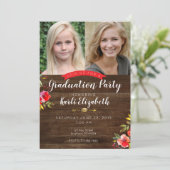 Uitnodiging Girls Rustic Floral Gradual Party (Staand voorkant)