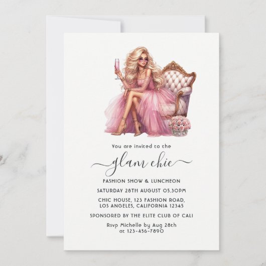 Uitnodiging Glam Modeshow (Voorkant)