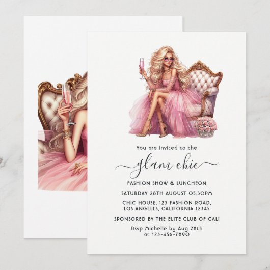 Uitnodiging Glam Modeshow (Voorkant / Achterkant)