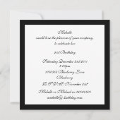 Uitnodiging Glamour Wit Zwart Bloemen (Achterkant)