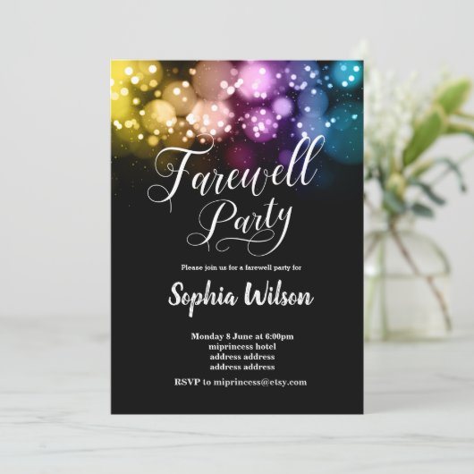 uitnodiging glitter Farewell (Staand voorkant)