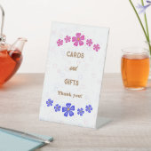 Uitnodiging Glitter roze en blauwe bloemen Reclamebord Met Voetstuk (Insitu)