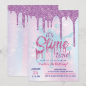 Uitnodiging Glitter Slime Party (Voorkant / Achterkant)