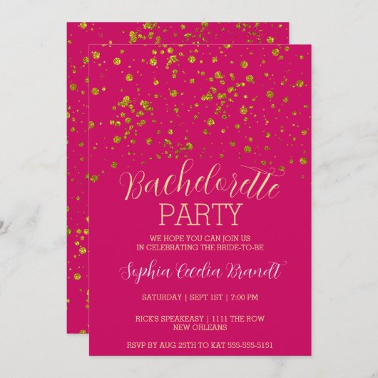 Uitnodiging Glitter Splash Party (Voorkant / Achterkant)