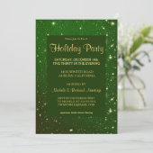 Uitnodiging Glitzy Green Holiday Party (Staand voorkant)