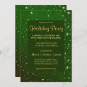 Uitnodiging Glitzy Green Holiday Party (Voorkant / Achterkant)