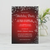 Uitnodiging Glitzy Red Holiday Party (Staand voorkant)