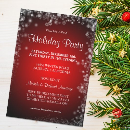 Uitnodiging Glitzy Red Holiday Party