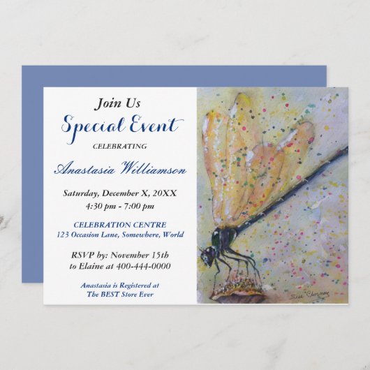 UITNODIGING GLOEIEND LIBELLE FEestJE (Voorkant / Achterkant)