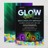 Uitnodiging Glow Trampoline Park Feestje (Voorkant / Achterkant)