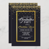 Uitnodiging Gold Dust Graduation Party (Voorkant / Achterkant)