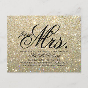 Uitnodiging - Gold Glit Fab future Mrs. Vrijgezell