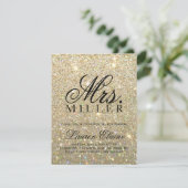 Uitnodiging - Gold Glit Fab Mevrouw Vrijgezellenfe (Staand voorkant)