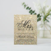 Uitnodiging - Gold Glitter Fab future Mrs BridalSh (Staand voorkant)