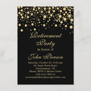 Uitnodiging Golden confetti Retirement Party
