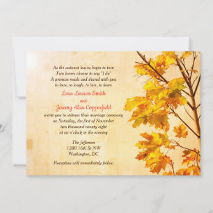 Uitnodiging Golden Leaves Fall Wedding Party