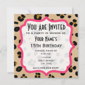 Uitnodiging Golden Leopard Print Party (Voorkant)