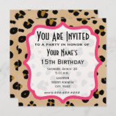 Uitnodiging Golden Leopard Print Party (Voorkant / Achterkant)